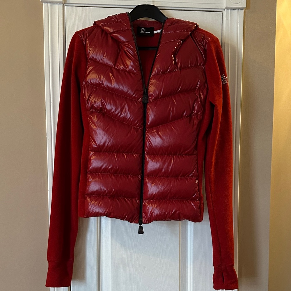 Moncler Red Puffer Jacket with Hood